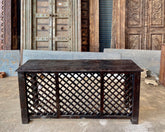 Antique Indian Jali Hand Carved Solid Wood Console Hall Table